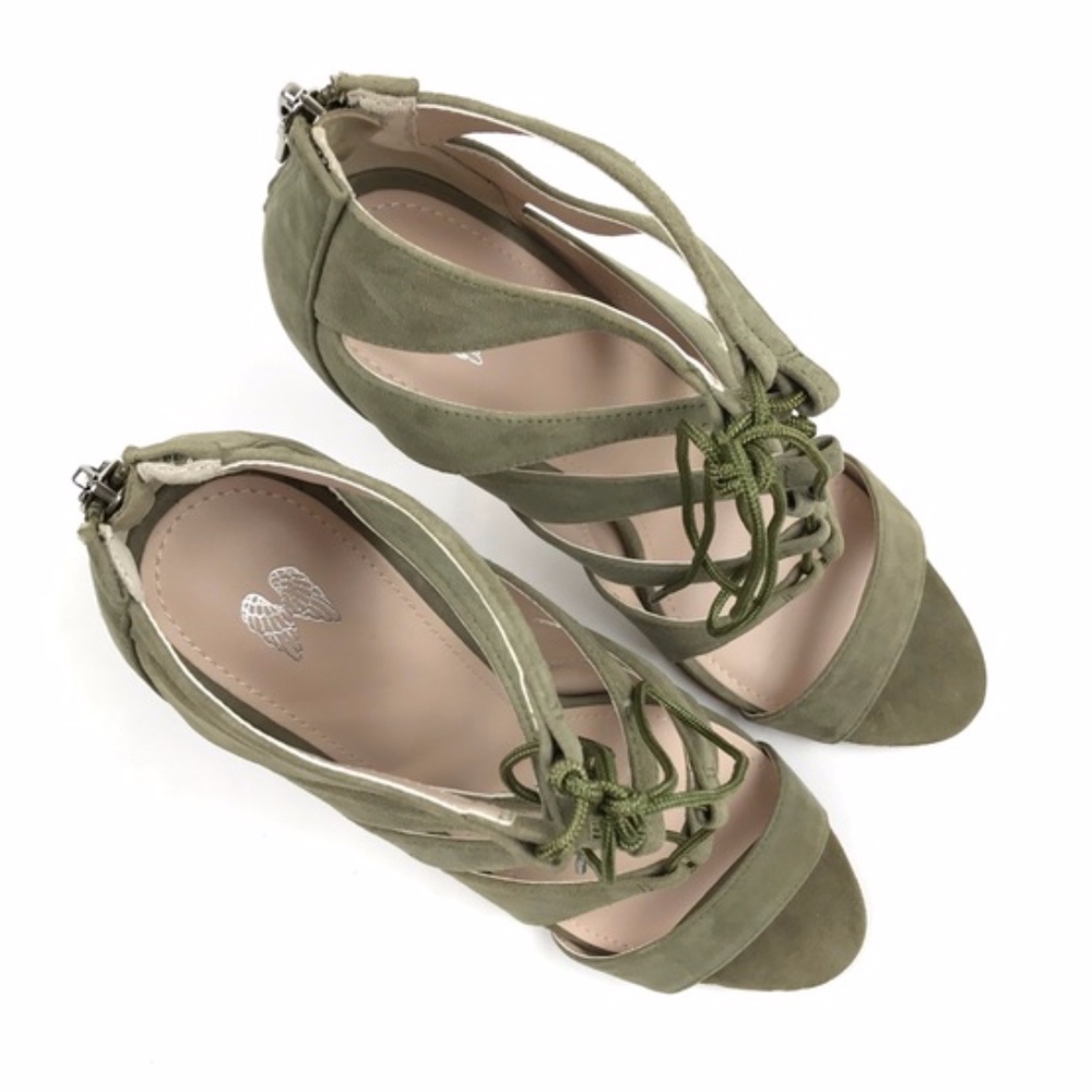 Victoria's Secret Green Lace Up Sandals Heels - Picture 2 of 8